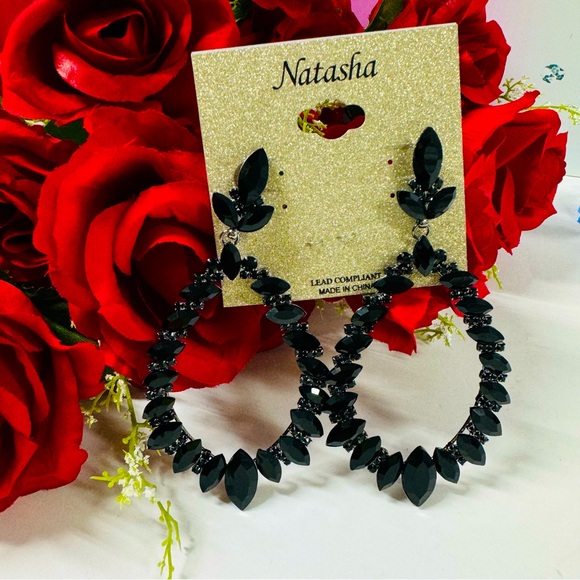 💎SALE LARGE CRYSTAL TEARDROP EARRINGS - Picture 1 of 9